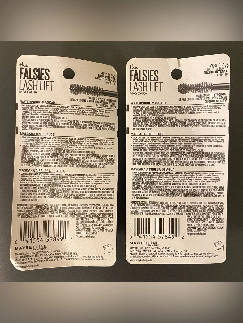 Maybelline The Falsies Lash Lift Waterproof Mascara — Very Black (Set of 2)